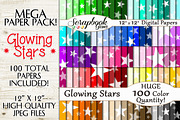 100 Colors Glowing Stars Papers