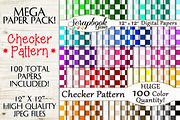 100 Colors Checker Pattern Papers