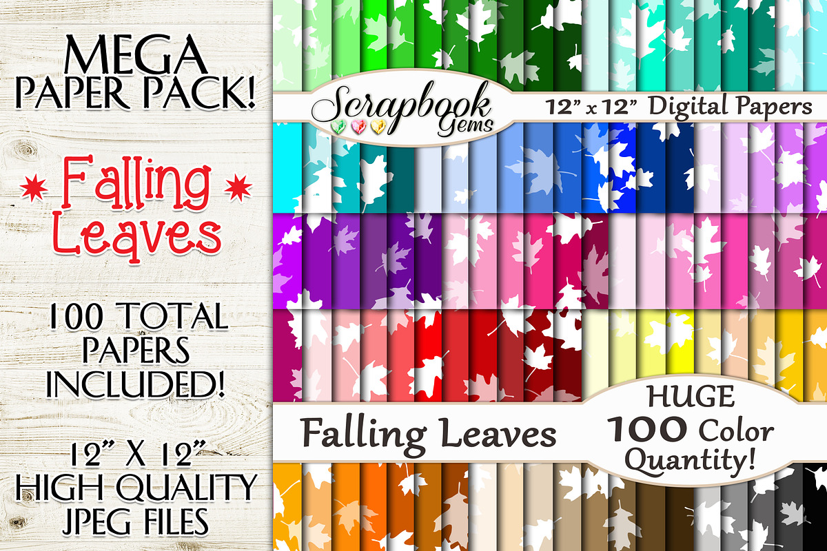 100 Colors Falling Leaves Papers in Patterns - product preview 8