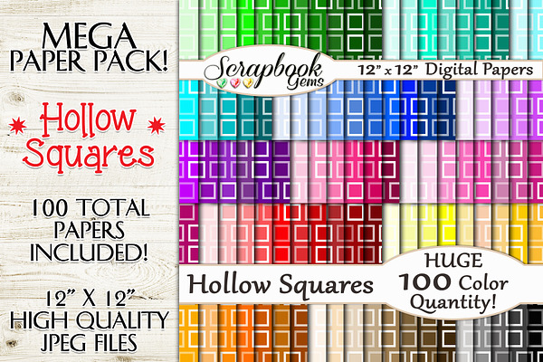 100 Colors Hollow Squares Papers