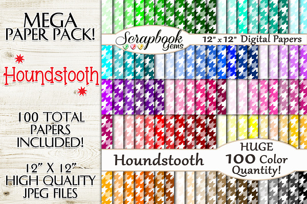100 Colors Houndstooth Pattern Paper