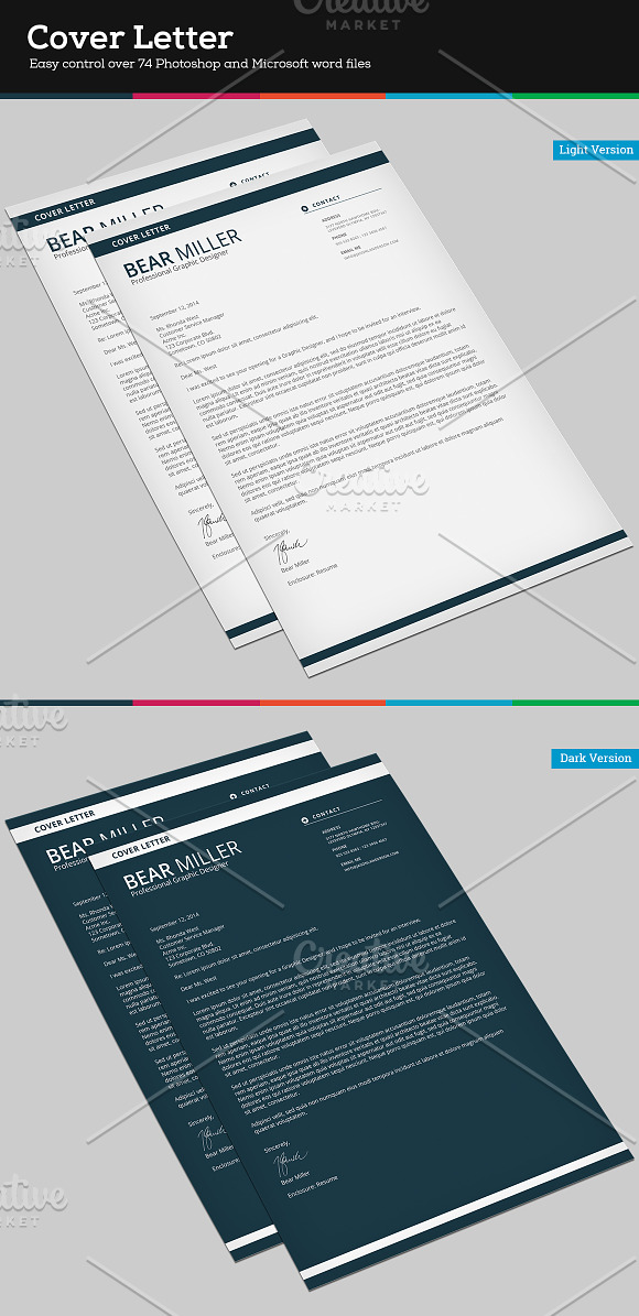 CV/Resume Set Template with MS Word in Resume Templates - product preview 3