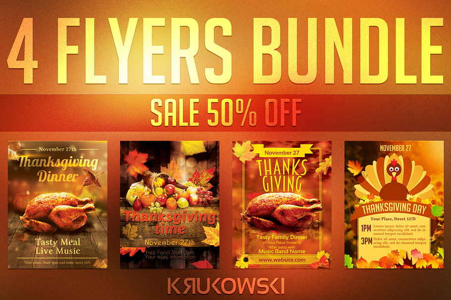 Thanksgiving Flyer Templates Bundle in Flyer Templates - product preview 8
