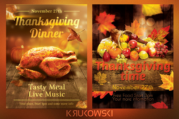 Thanksgiving Flyer Templates Bundle in Flyer Templates - product preview 1