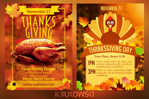 Thanksgiving Flyer Templates Bundle in Flyer Templates - product preview 2