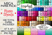 100 Colors Music Sheet Ombre Papers