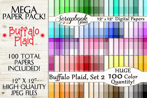 100 Colors Plaid Papers, Set 2