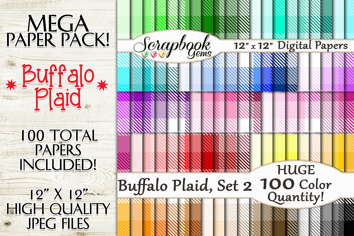 100 Colors Plaid Papers, Set 2 in Patterns - product preview 8