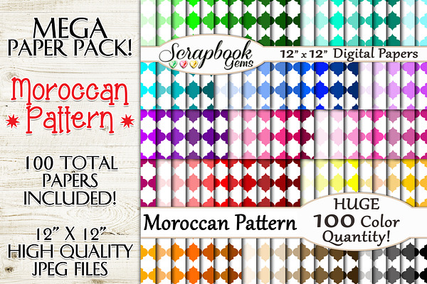100 Colors Moroccan Pattern Papers