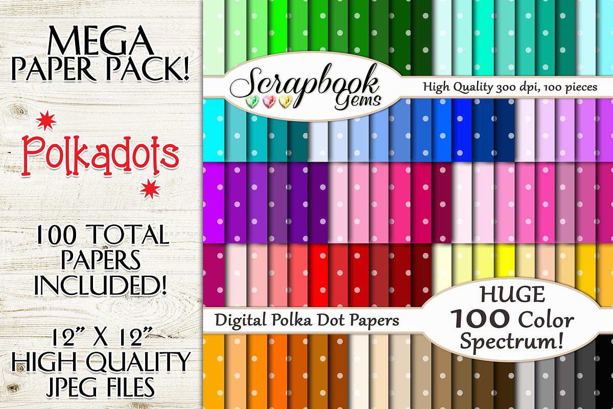 100 Colors Polka Dot Papers in Patterns - product preview 8