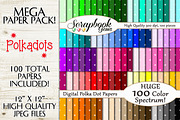 100 Colors Polka Dot Papers