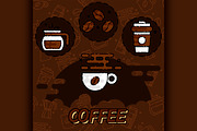 Coffee flat concept icons