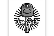 Color vintage car rent emblem