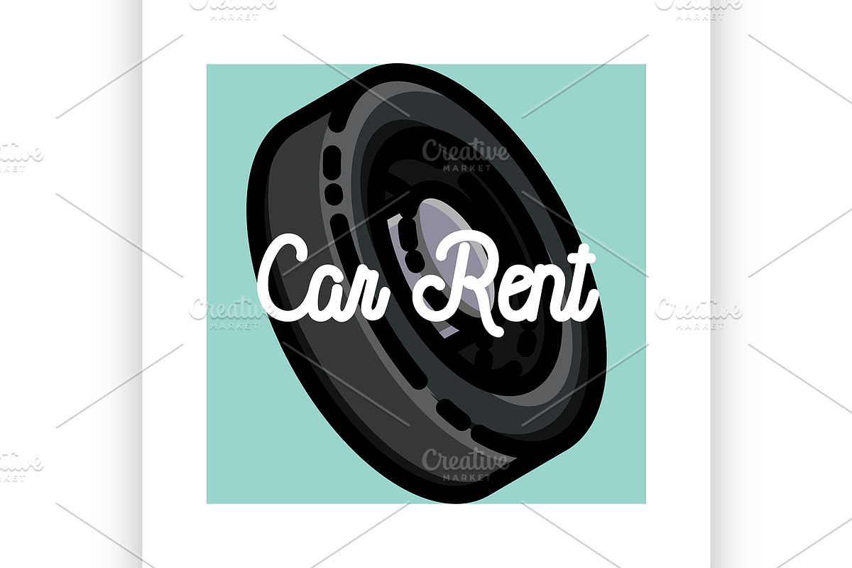Color vintage car rent emblem in Illustrations - product preview 8