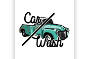 Color vintage car wash emblem