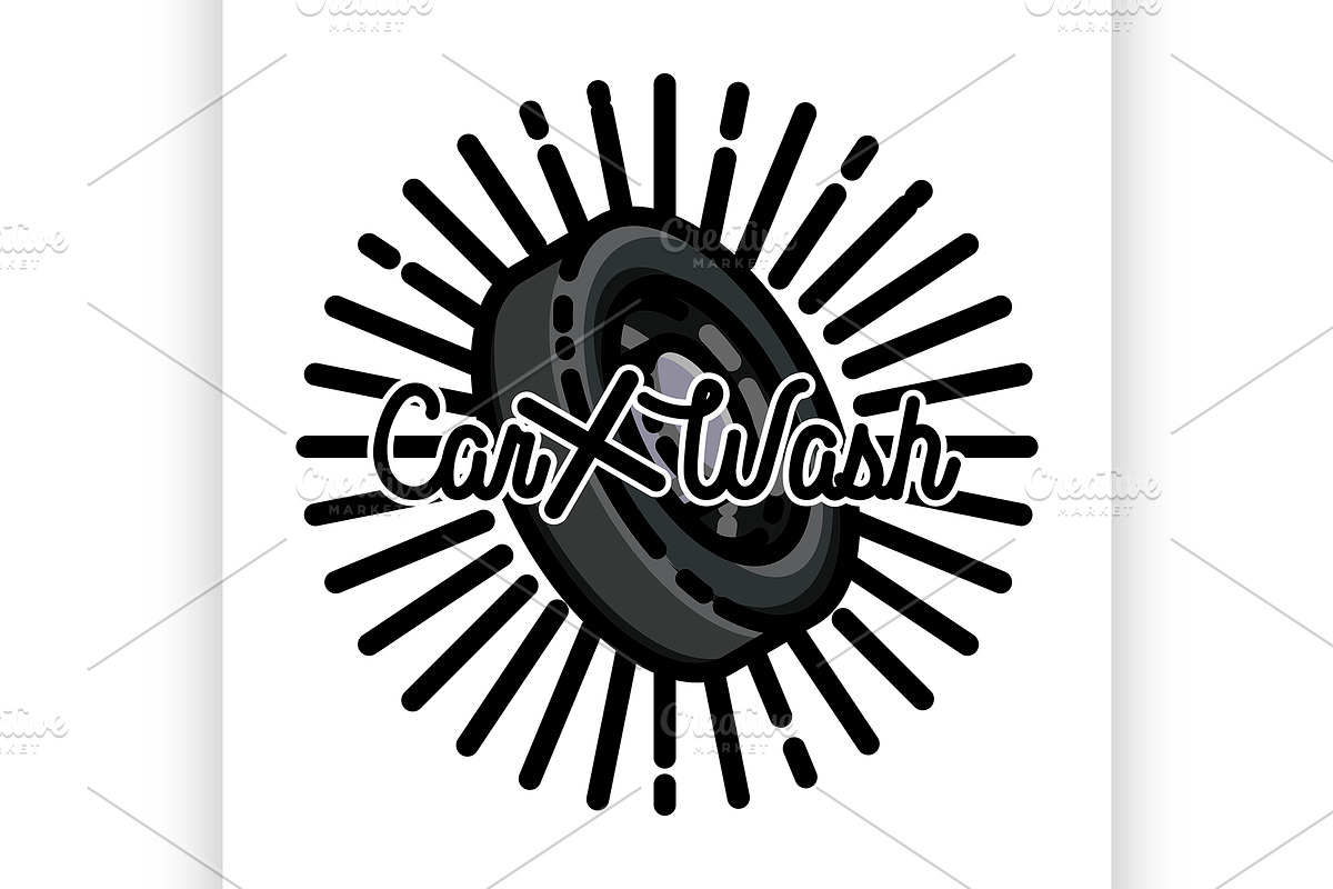 Color vintage car wash emblem in Illustrations - product preview 8