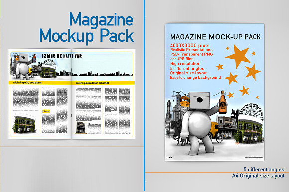 5 magazine Mock Up in Print Mockups - product preview 1