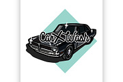 Color vintage car wash emblem
