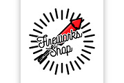 Color vintage fireworks shop emblem