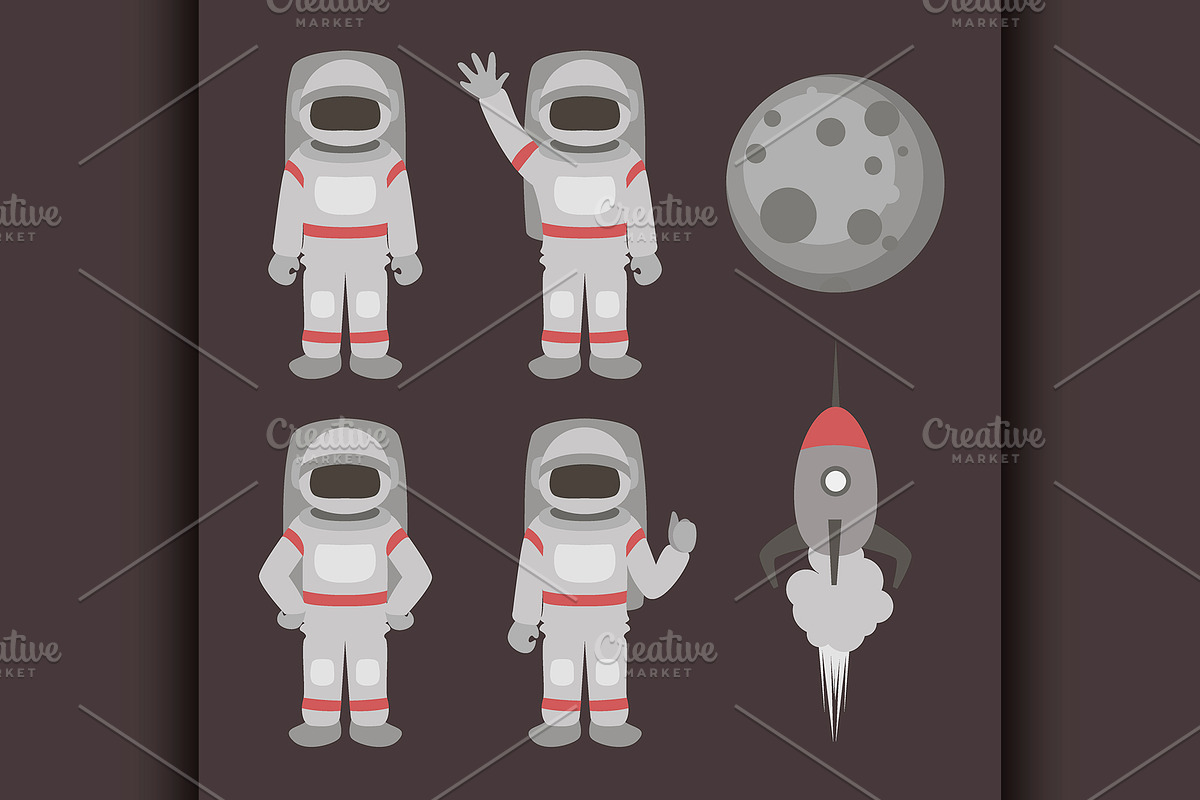 Astronauts characters set in Illustrations - product preview 8