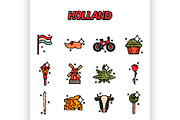 Holland flat icons set