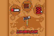 lumberjack flat concept icons