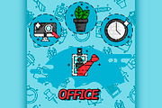 Office flat concept icons