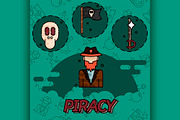 Piracy flat concept icons