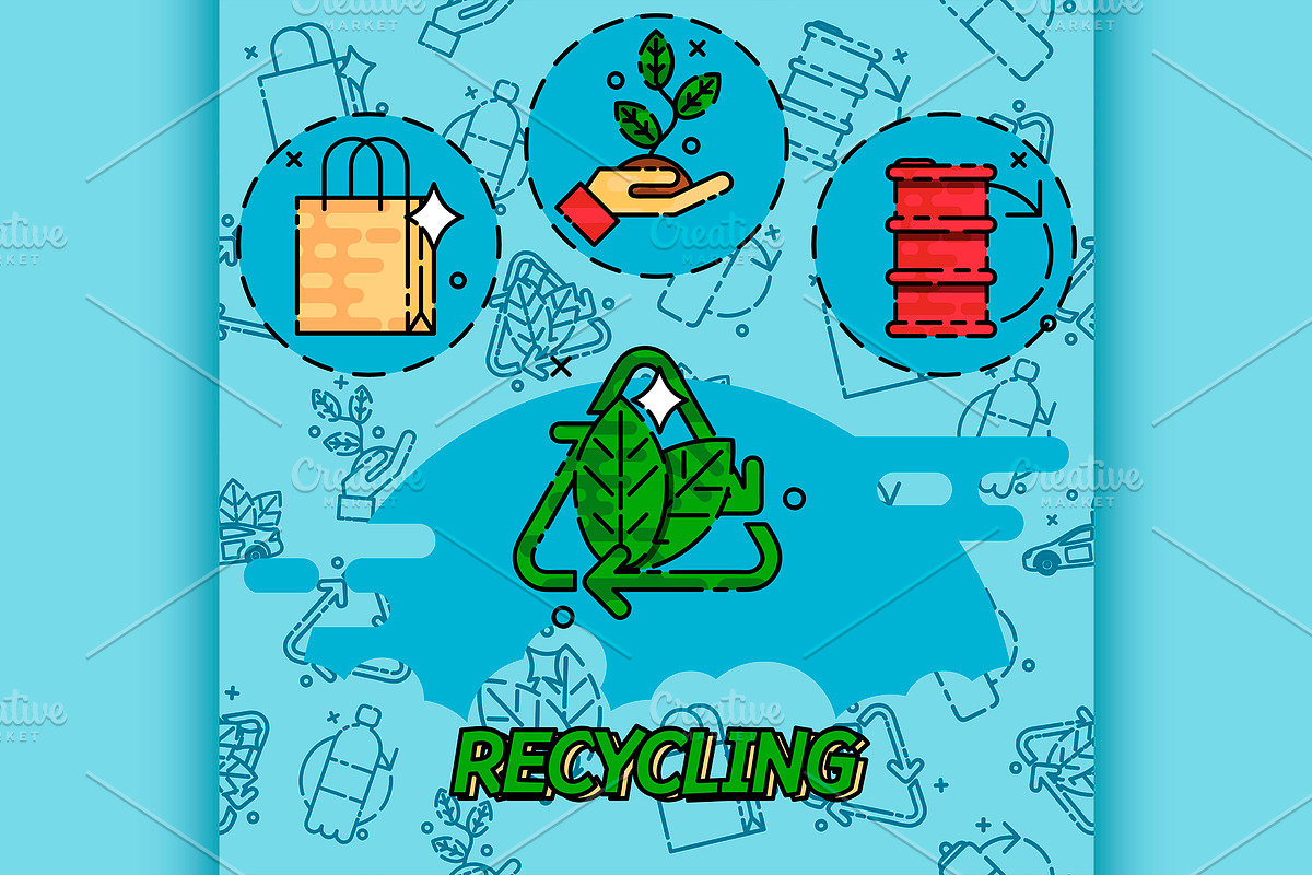 Recycling flat concept icons in Illustrations - product preview 8