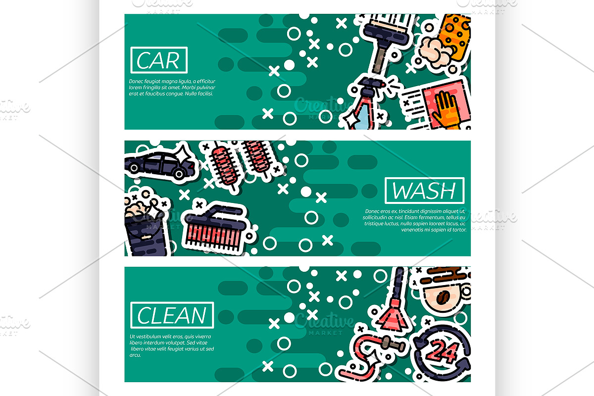  Banners about car wash in Illustrations - product preview 8
