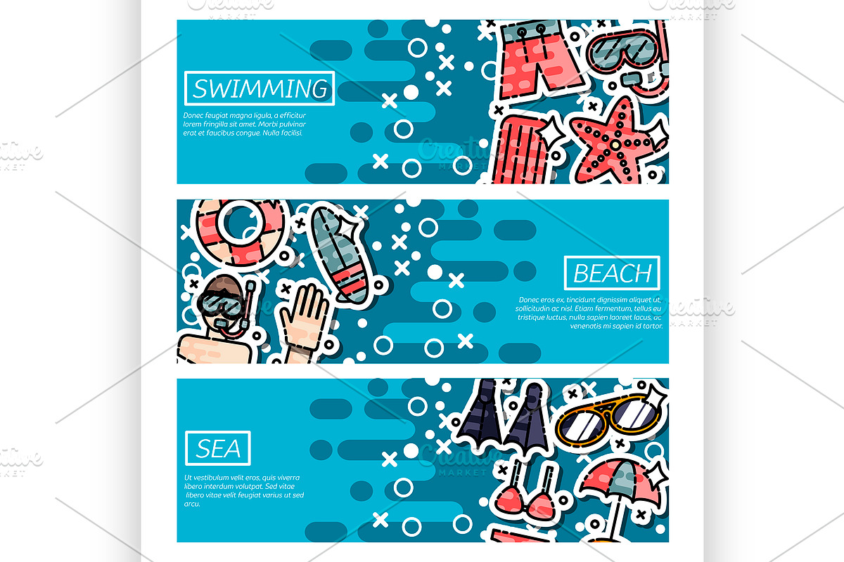 Banners about swimming in Illustrations - product preview 8