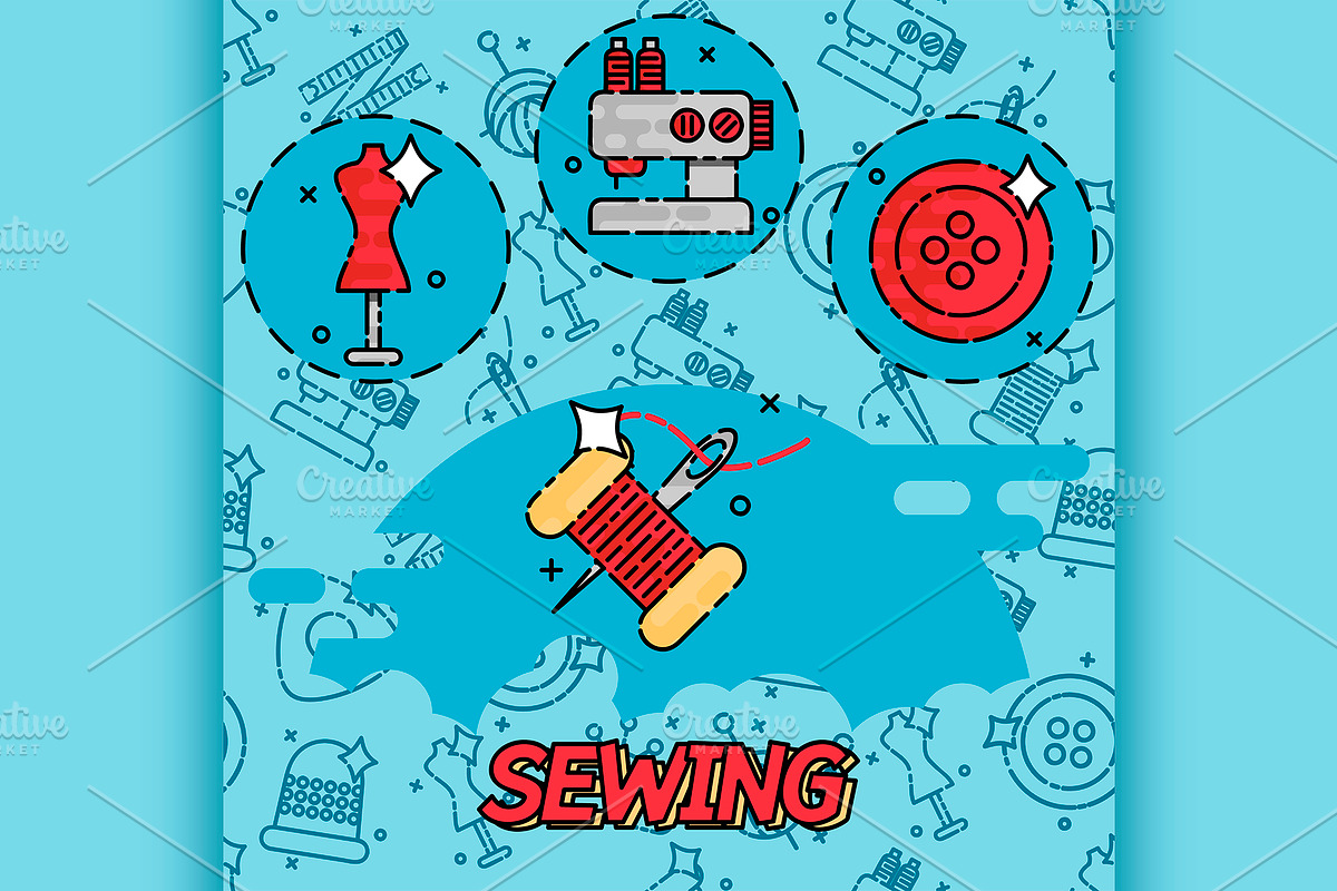 Sewing flat concept icons in Illustrations - product preview 8