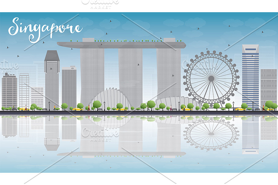 Singapore skyline in Illustrations - product preview 8