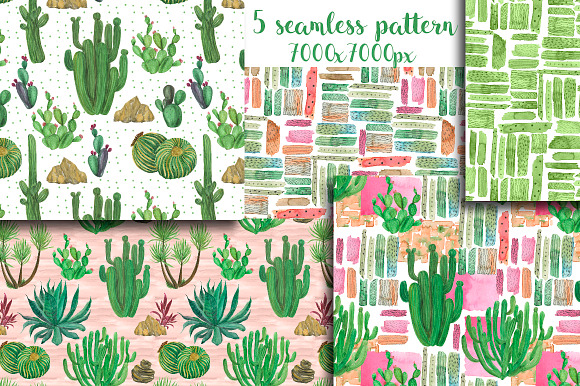Watercolor cactus garden in Illustrations - product preview 2