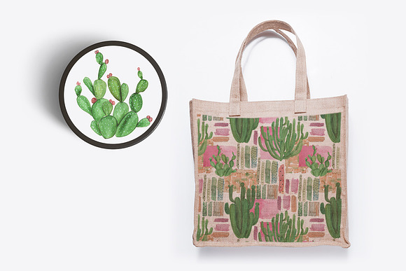 Watercolor cactus garden in Illustrations - product preview 3