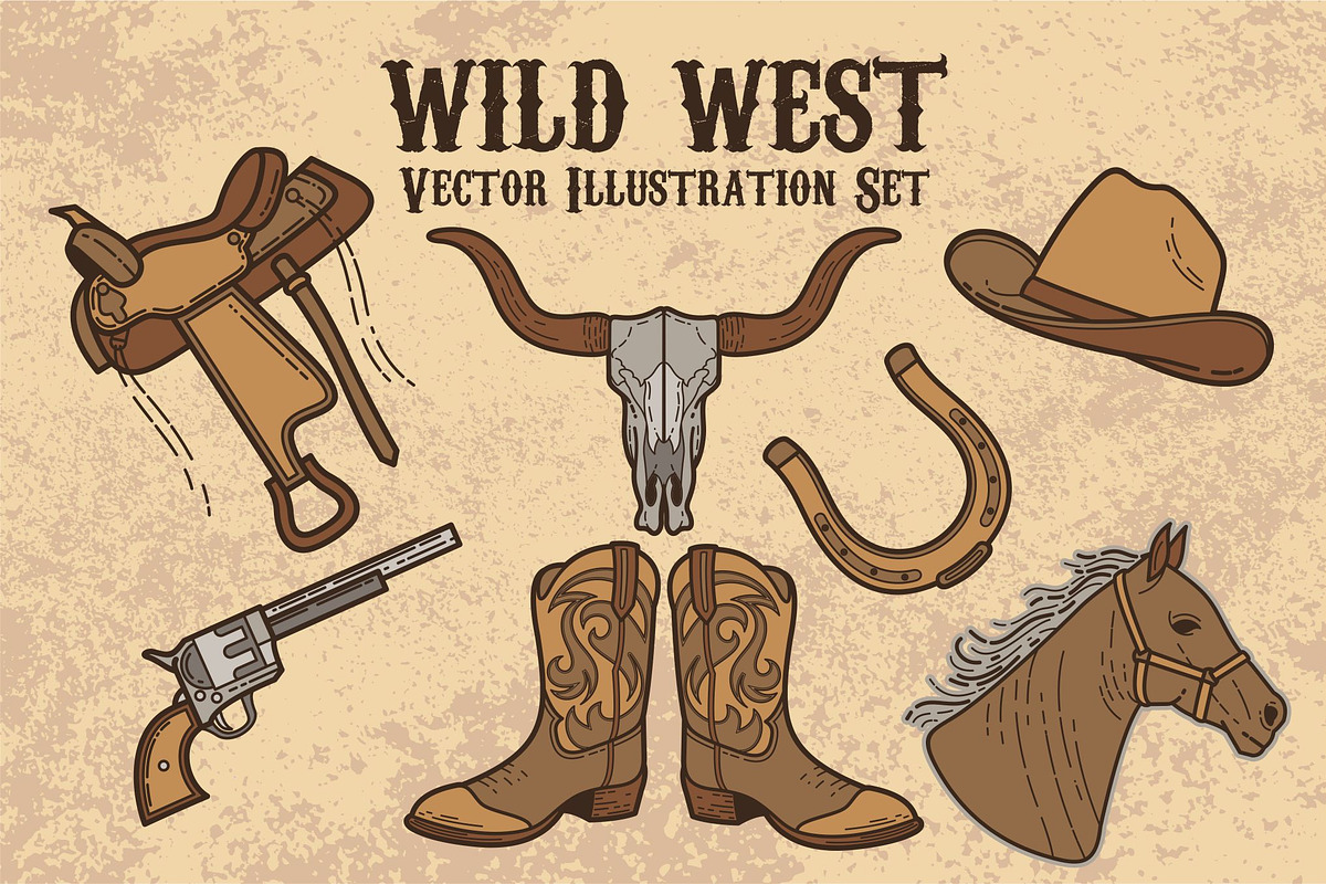Coboy Wild West Vector Set in Illustrations - product preview 8