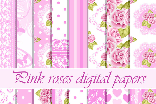 Pink roses digital pattern