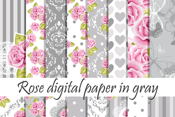 Gray roses paper pack