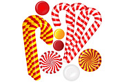 Set with different red and white can