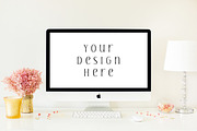 iMac Desktop Mockup with Pink 