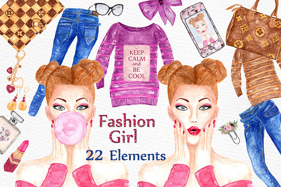 Fashion Girl clipart in Illustrations - product preview 8