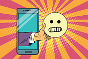 evil smile emoji emoticons in smartphone