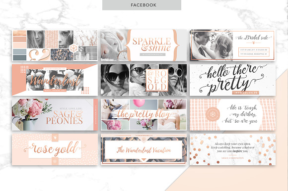 ROSE GOLD | Social Media Covers in Facebook Templates - product preview 3