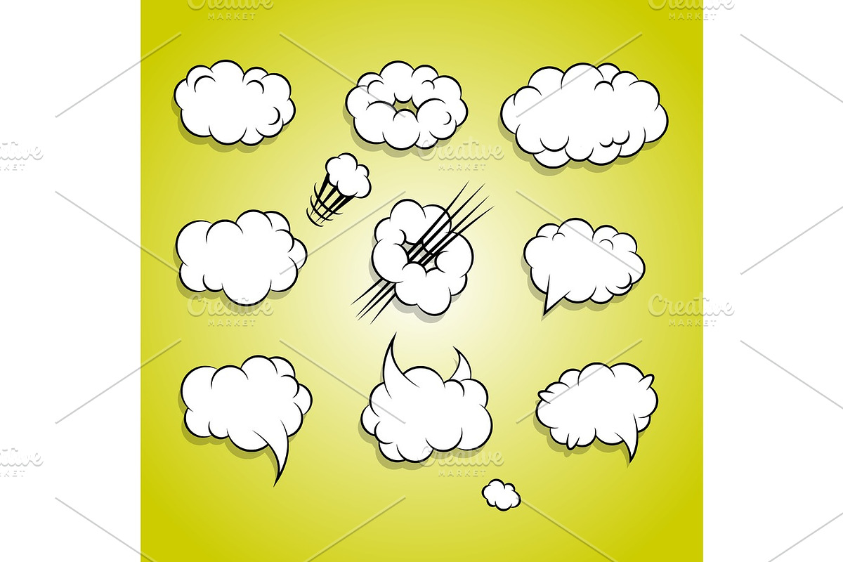Comic book cartoon cloud balloon set in Textures - product preview 8