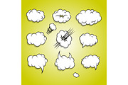 Comic book cartoon cloud balloon set