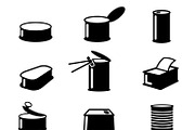 Cans food canned goods vector icons