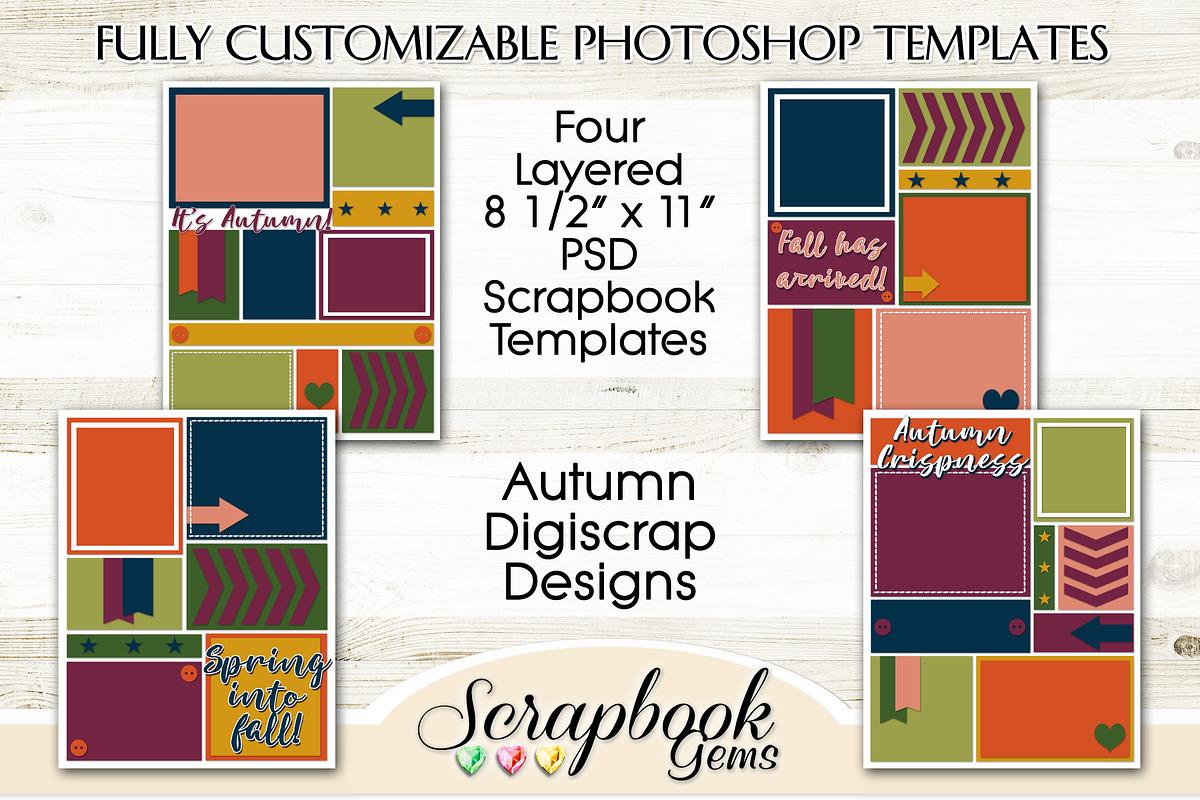 4 Layered PSD Scrapbook Templates in Templates - product preview 8