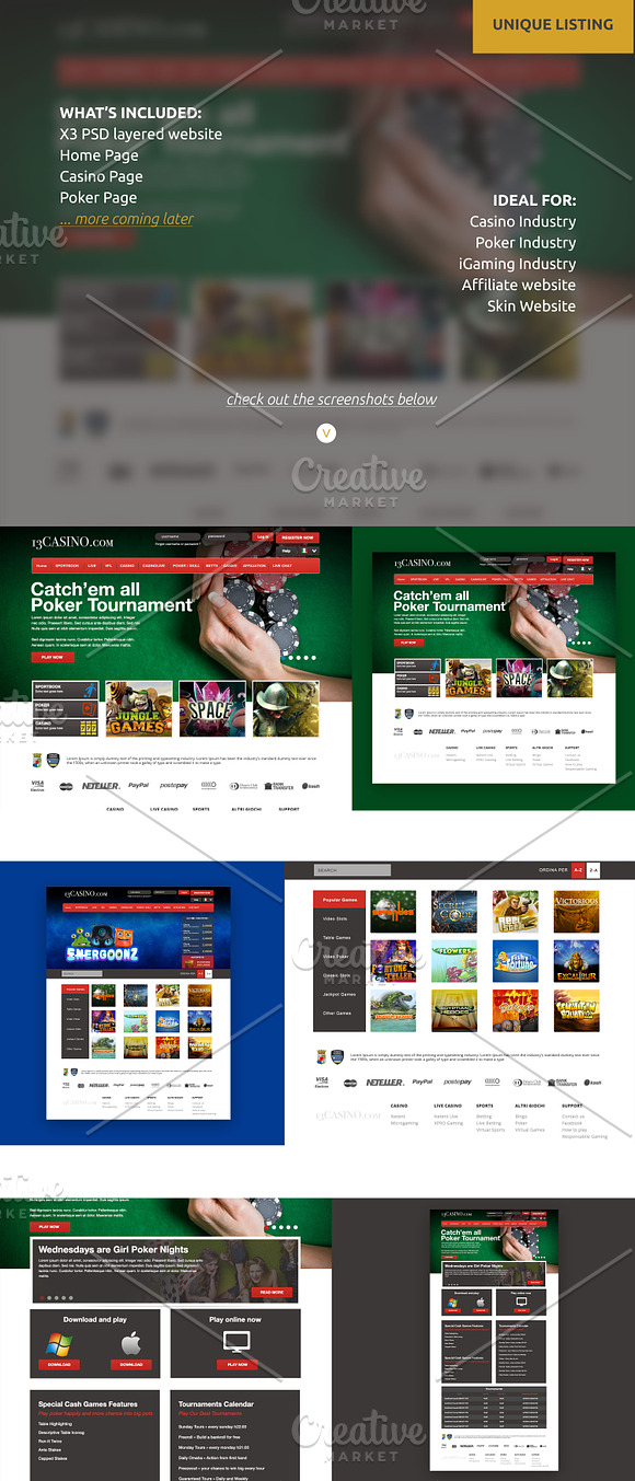 Casino & Poker Website Template -PSD in Website Templates - product preview 1