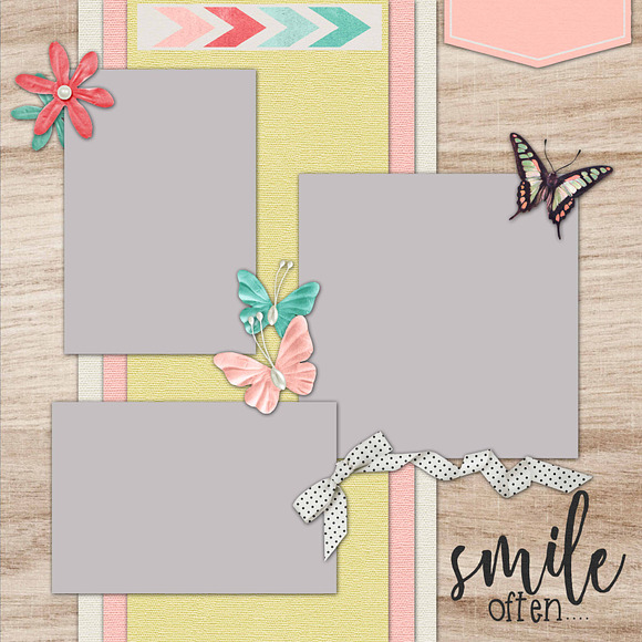 5 Layered Spring Scrapbook Templates in Templates - product preview 1
