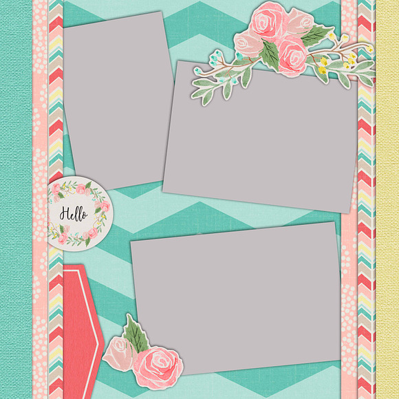 5 Layered Spring Scrapbook Templates in Templates - product preview 2